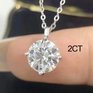 2 CT Moissanite Pendant Necklace- Exquisite 925 Sterling Silver Hypoallergenic